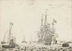 Holländska skepp nära kusten, tidigt 1650-tal
